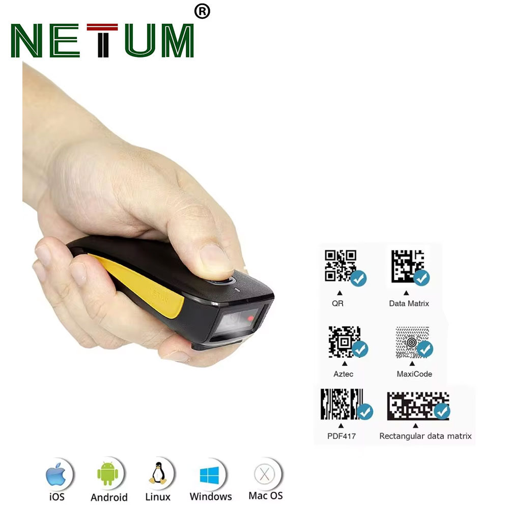 Barcode Scanner Wireless - Netum-Bluetooth付きバーコードスキャナー,3 in 1,2d,qrバーコードリーダー,c750,小型,ポータブル