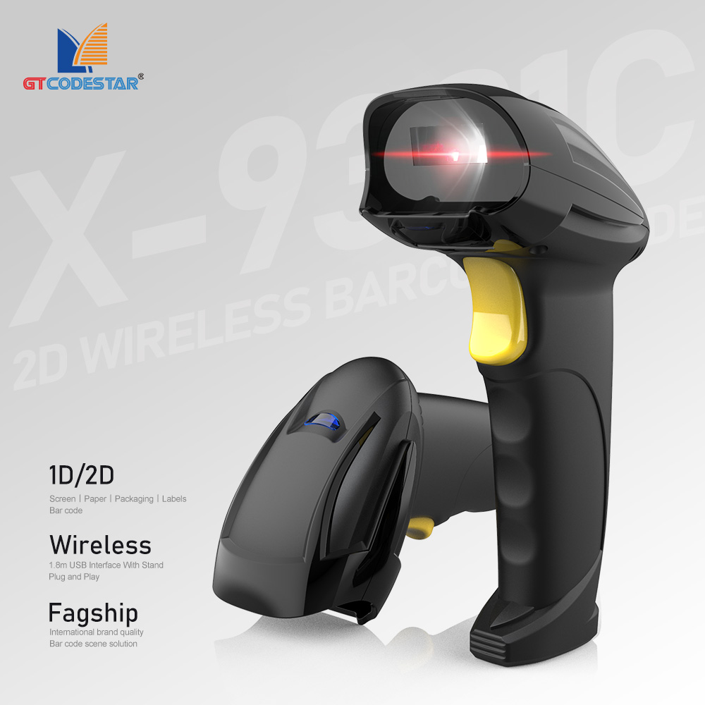 Barcode Scanner Wireless - GTCODESTAR X-9301C 倉庫用長距離伝送ワイヤレス2.4G 1D/2Dバーコードスキャナー ハンドヘルドQRコードリーダー