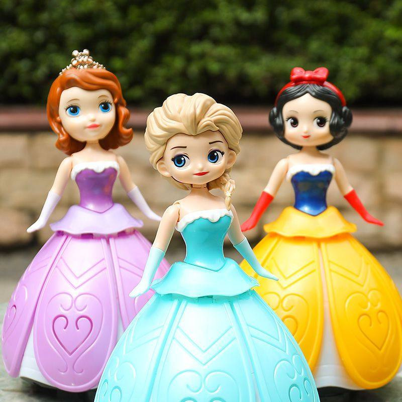 Elsa Gadget - 冷凍エルサアンナダンスロボットナイトライト音楽発光おもちゃケーキデコレーション白雪姫ソフィアプリンセスキッズおもちゃギフト