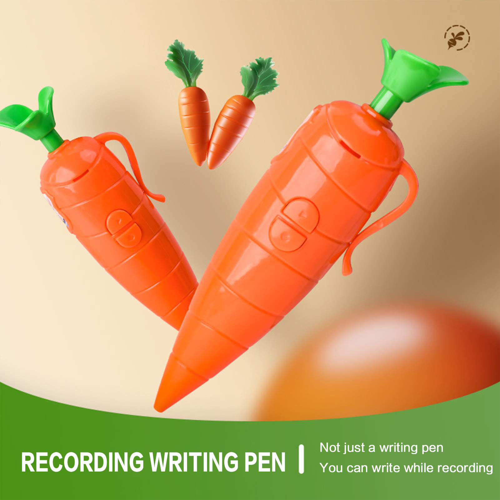 Voice Recorder Pen - ニンジン型ボイスレコーダーペン 2-in-1 多機能ボールペン 学校、オフィス、会議のメモ用の内蔵ストレージ付き