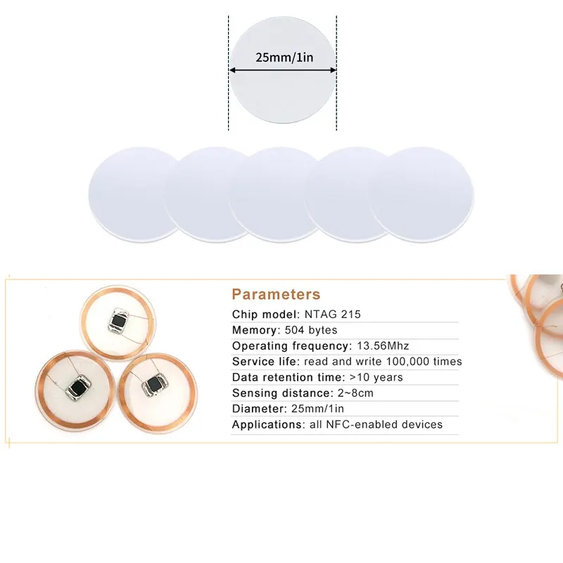 20 個 50 個 13.56MHz Ntag215 NFC - Nfc Tag Programmable のレビューと価格