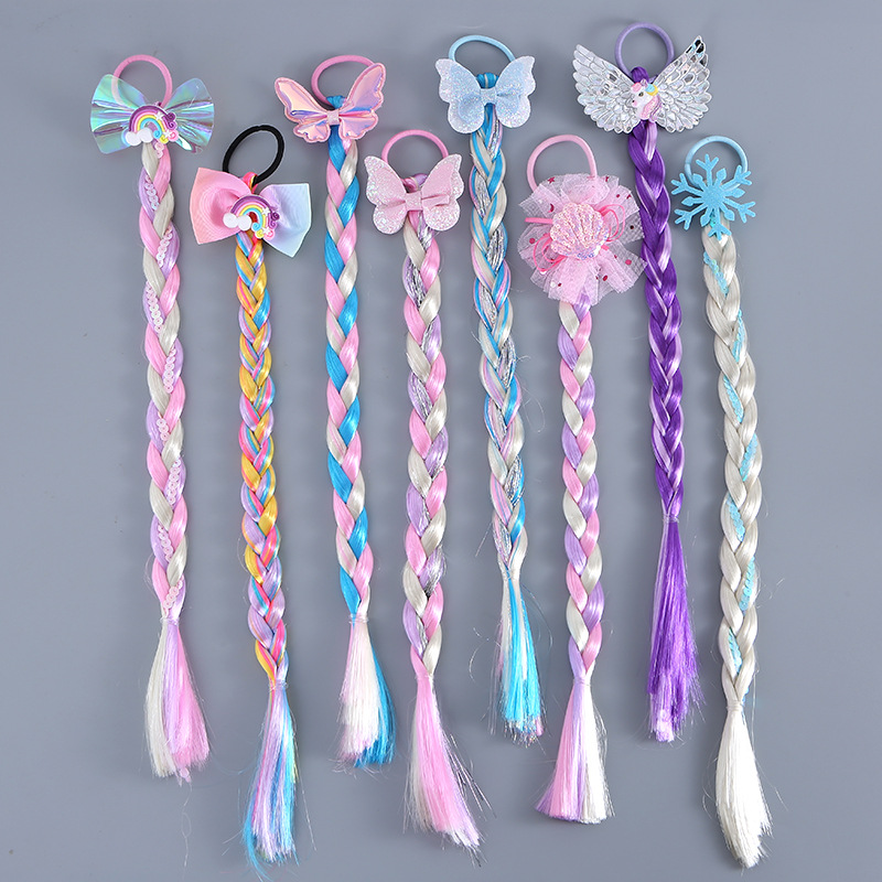 小さな女の子用ロングブレイドヘアローズキッズレインボーウィッ - Elsa Gadget のレビューと価格