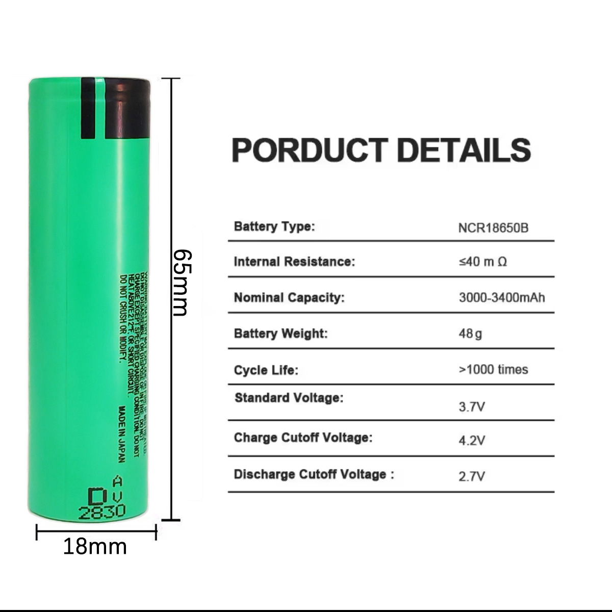18650 バッテリー 3.7V 3000MAH 高容量充電 - Electronics And Gadgets Ce のレビューと価格
