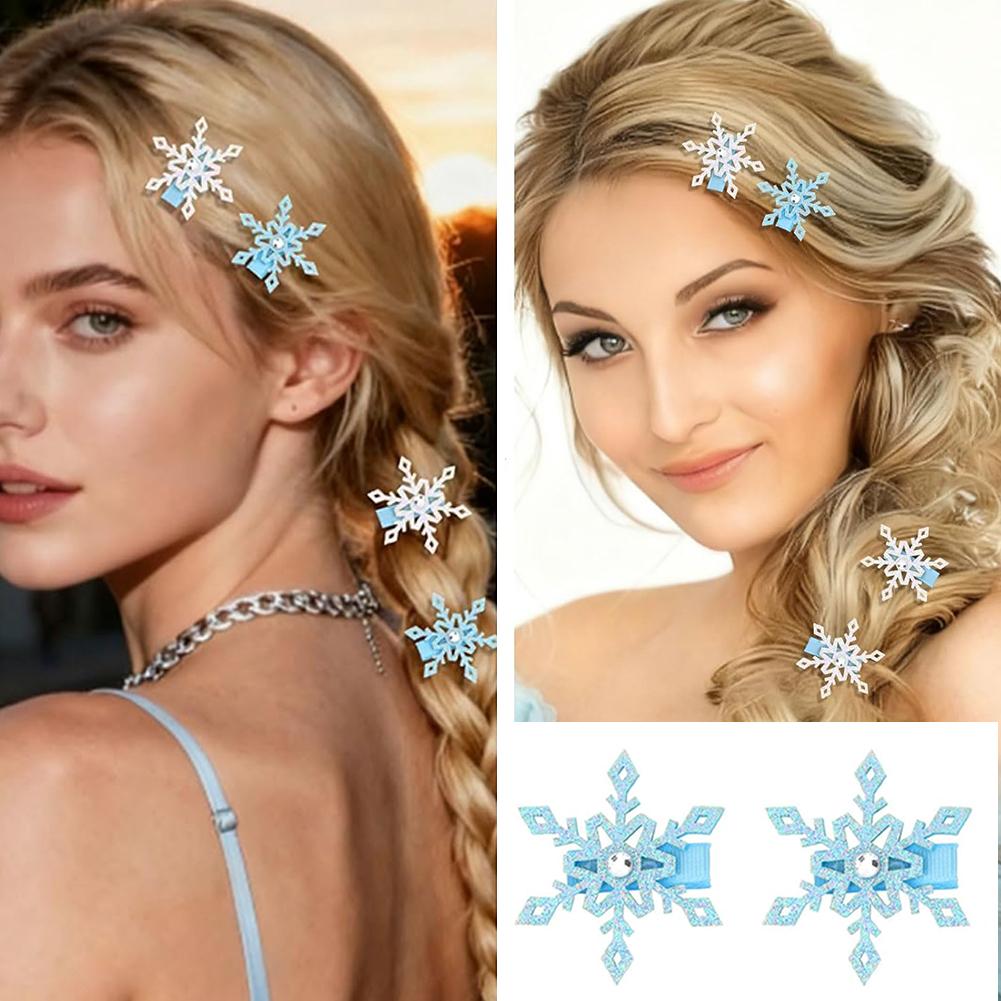 2 個子供用ヘアピン輝くスノーフレーク BB クリップエルサ - Elsa Gadget のレビューと価格