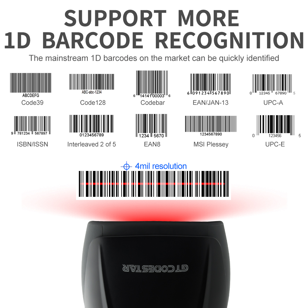GTCODESTAR 高品質ハンドヘルド1Dバーコードリーダ - Barcode Scanner Wireless のレビューと価格