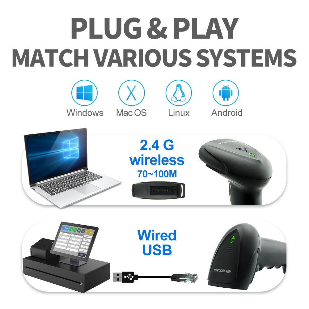 GTCODESTAR 高品質ハンドヘルド1Dバーコードリーダ - Barcode Scanner Wireless のレビューと価格